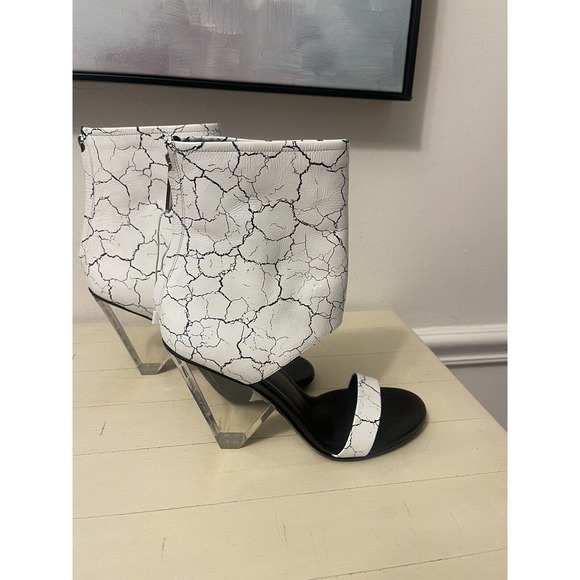 Balmain Shoes - New Balmain Black and White Open Toe Booties size 39